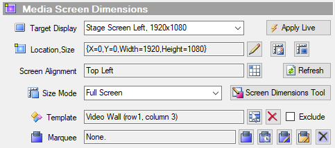 Figure 3.  Media Screen Dimensions panel