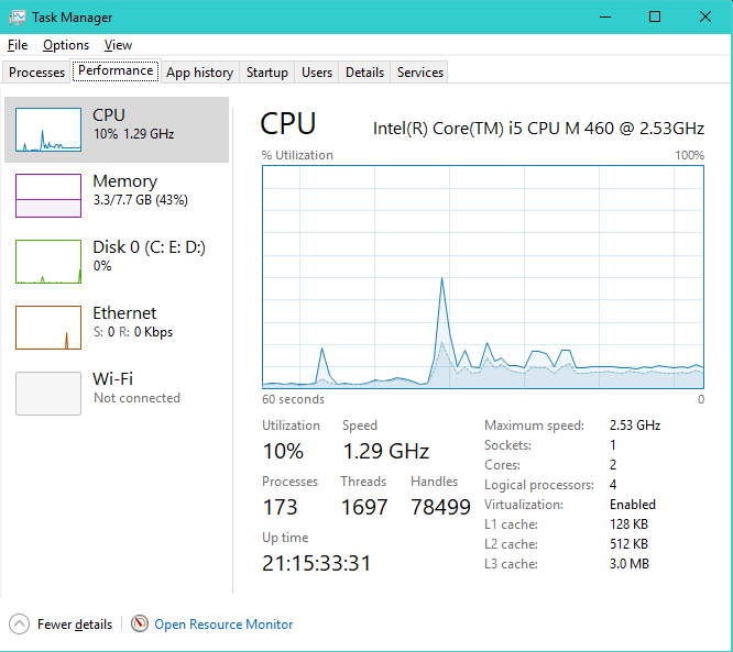 Figure 1. Benchmarking Performance with Task Manager