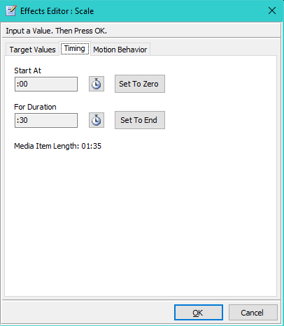 Figure 1.  Timing tab of Effects Editor 