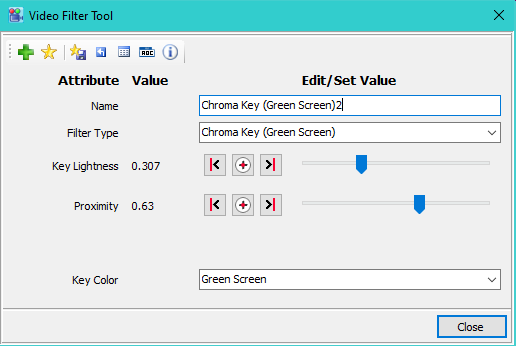 Figure 6. Video Filter Edit Tool - Chroma Key Settings