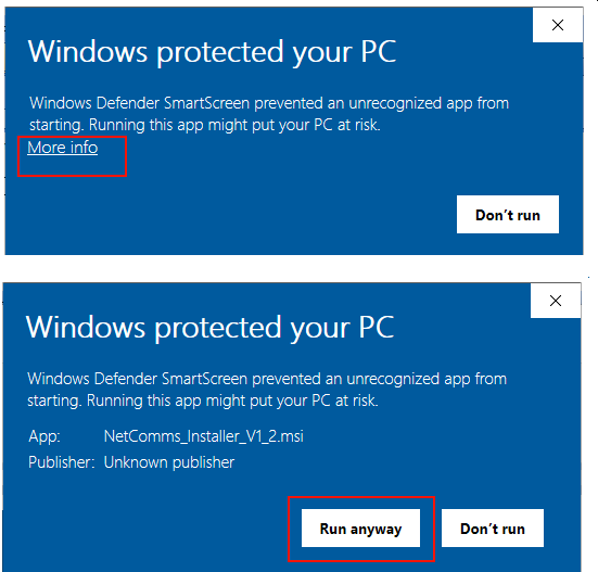 Figure 4. Install Security Warning (Windows 10)